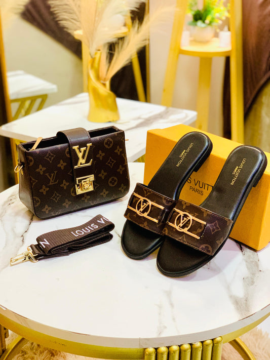 Luxury Handbag & Matching Slides Combo