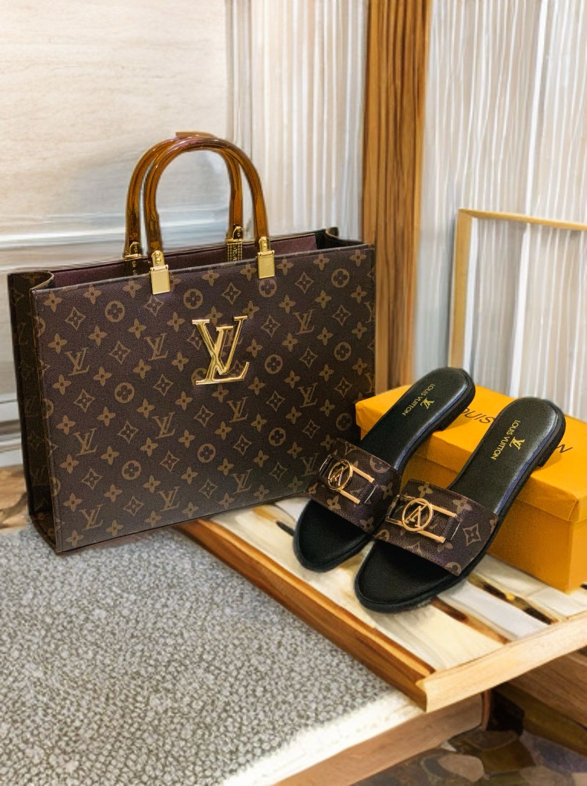 Luxury Handbag & Matching Slides Combo