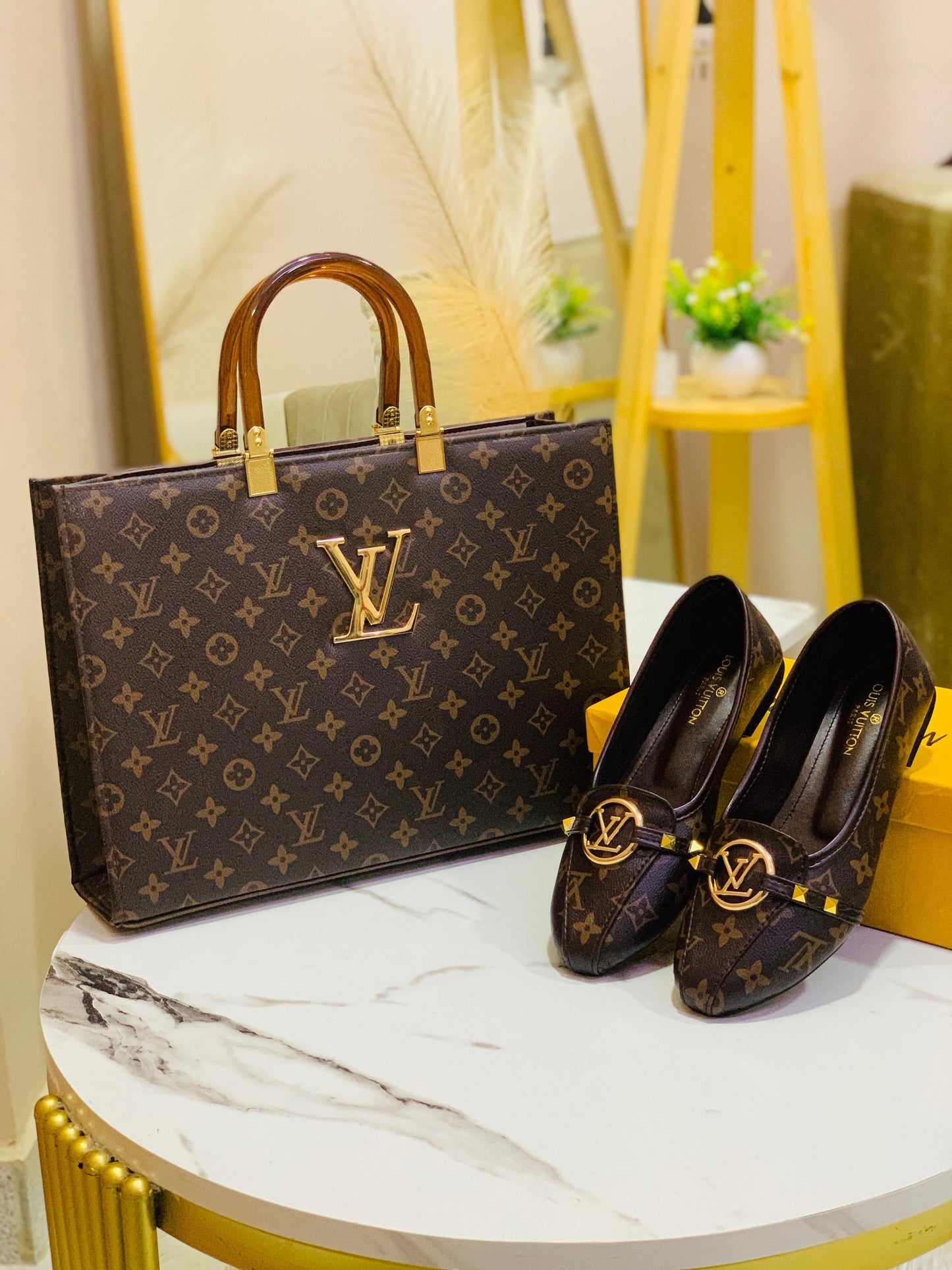 Luxury Handbag & Matching Slides Combo