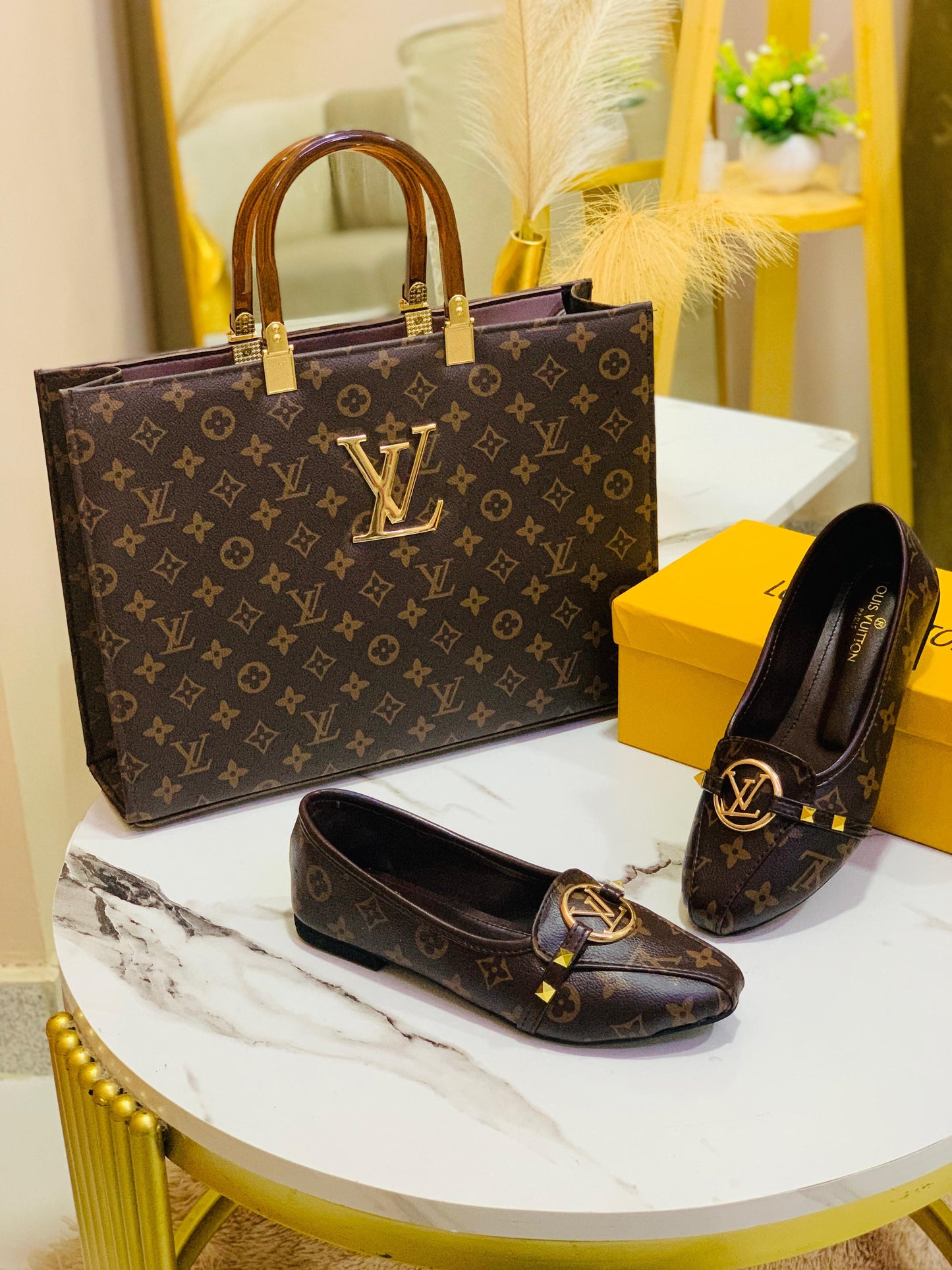 Luxury Handbag & Matching Slides Combo