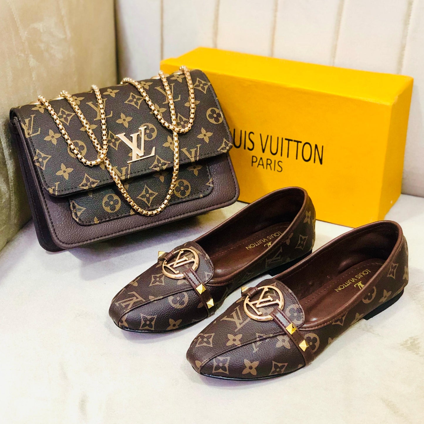 Luxury Handbag & Matching Slides Combo