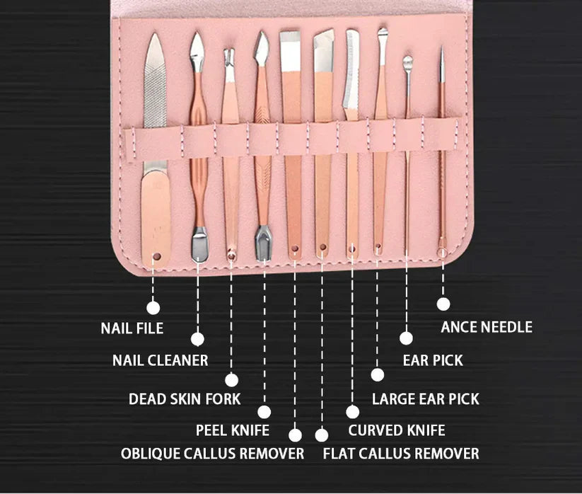 Nail Clipper Manicure Pedicure Set With Leather Case (Premium Quality)